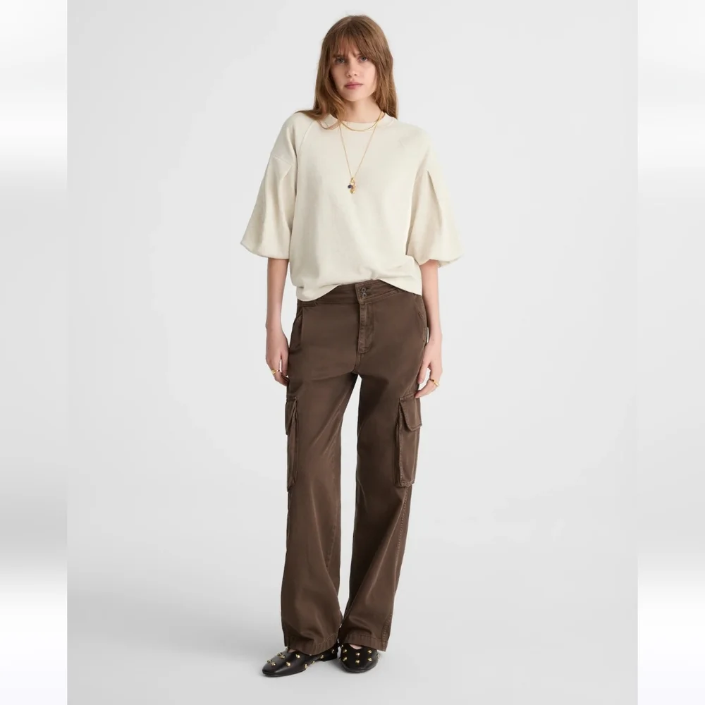 NWT Madewell Women's Puff-Sleeve Sweatshirt Tee Sz M Fall - Picture 5 of 9